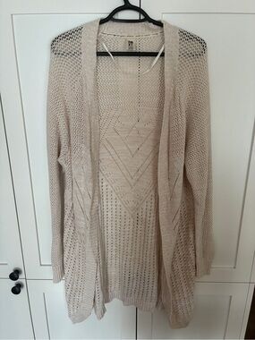 Roxy Open Weave Long Cardigan - Cream